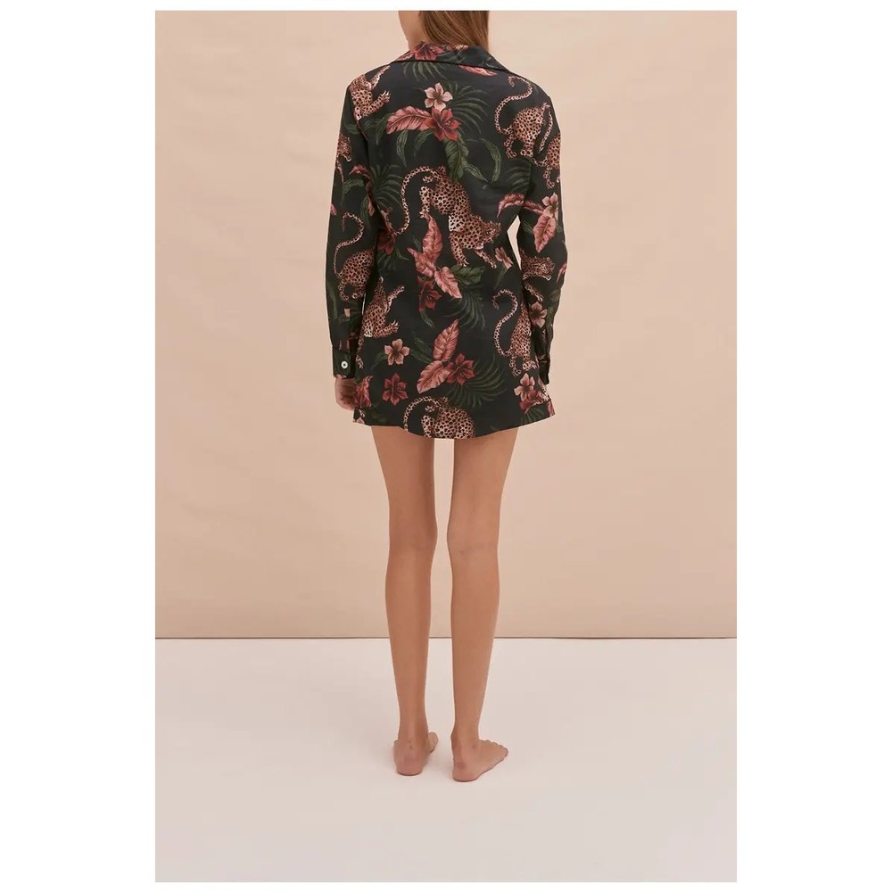 Desmond & Dempsey Womens Leopard Tropical Print Pajama Set Size Small